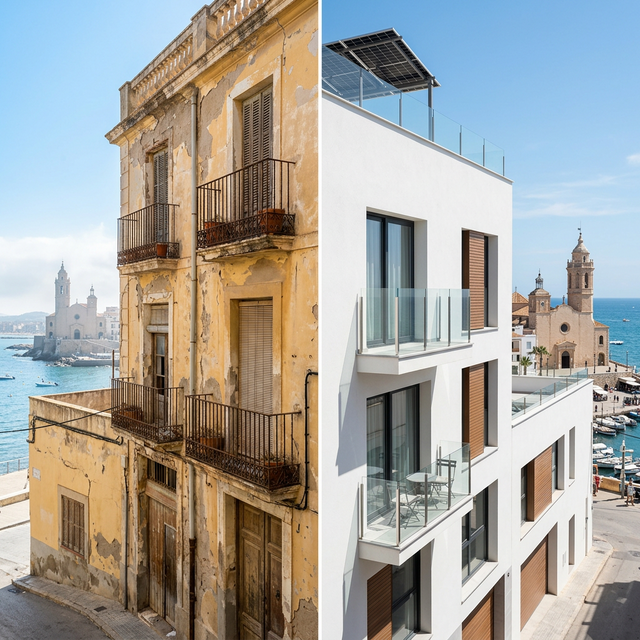 Antes y después de rehabilitación energética de fachada