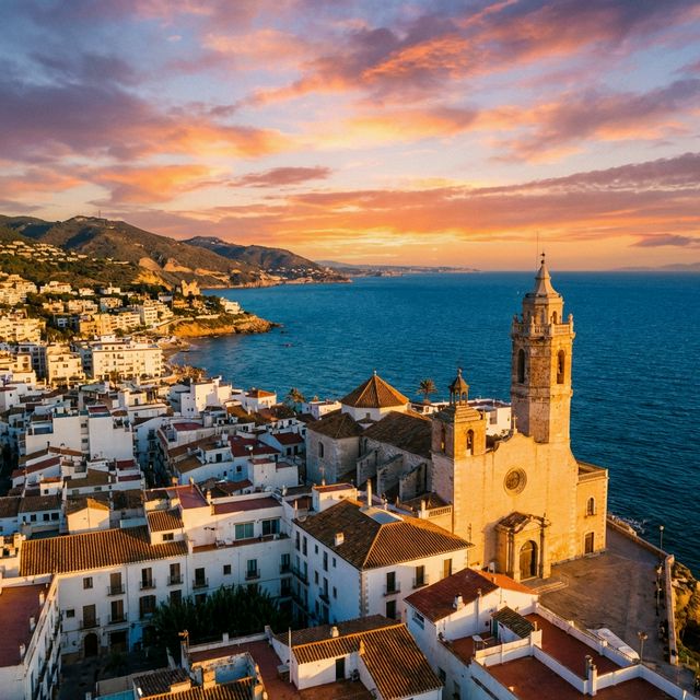 Vista panorámica de Sitges al atardecer